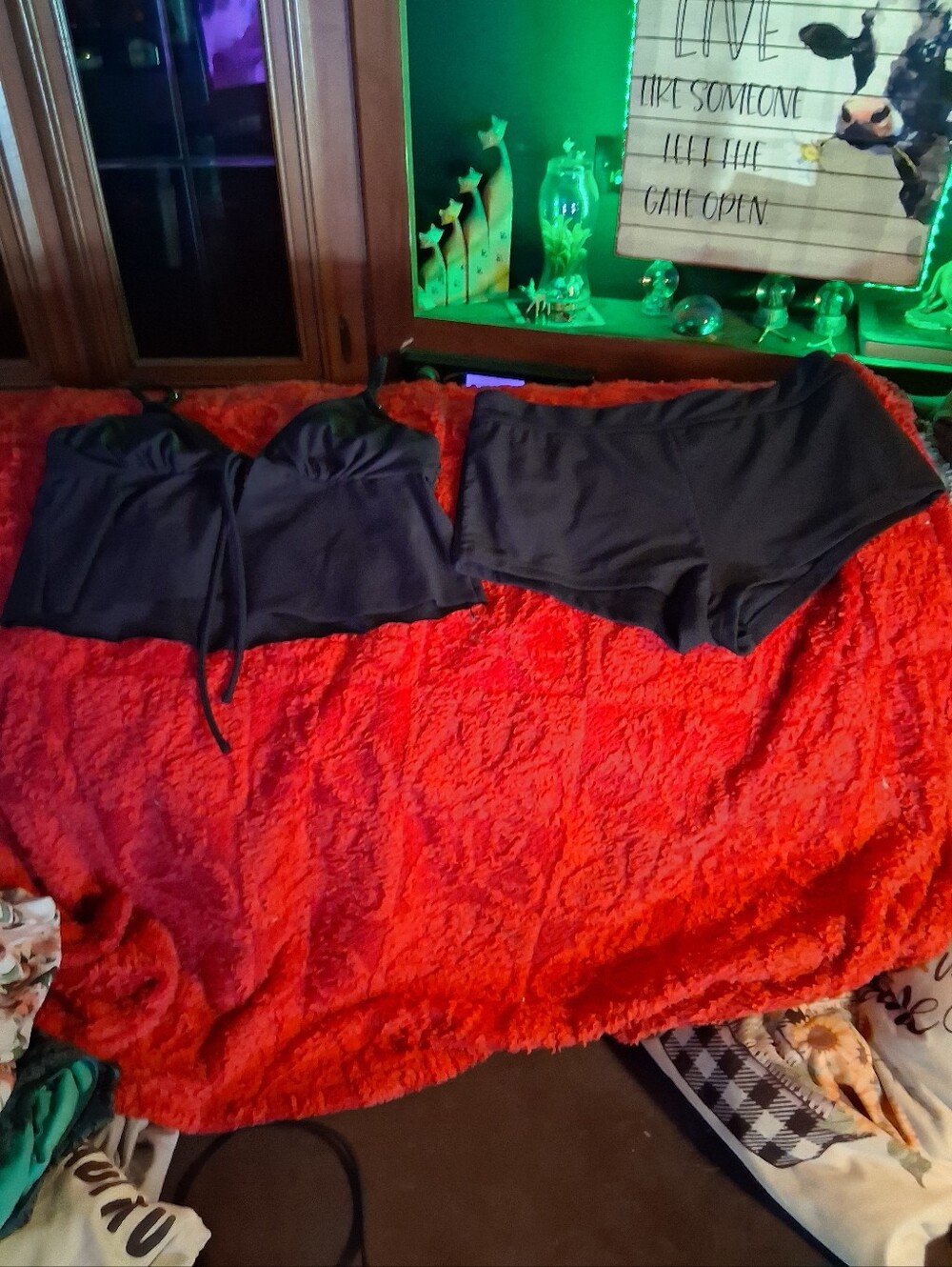 No Boundaries Black Bandeau Swim Top and High-Waist Shorts